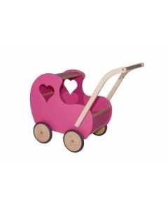 Poppenwagen klein roze open hart